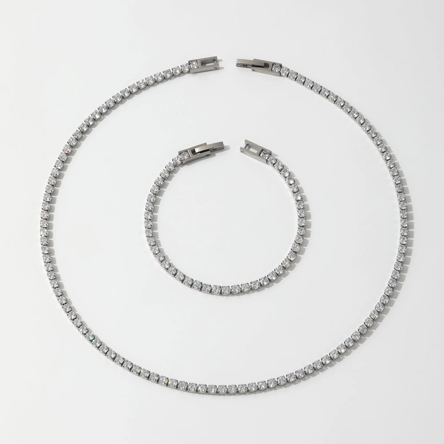 Minimalist Stainless Steel Necklace & Bracelet Set (Gold/Silver)