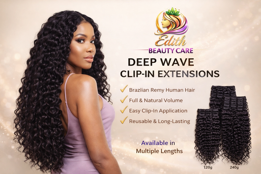 Deep Wave Clip-In Human Hair Extensions (Brazilian Remy Hair)