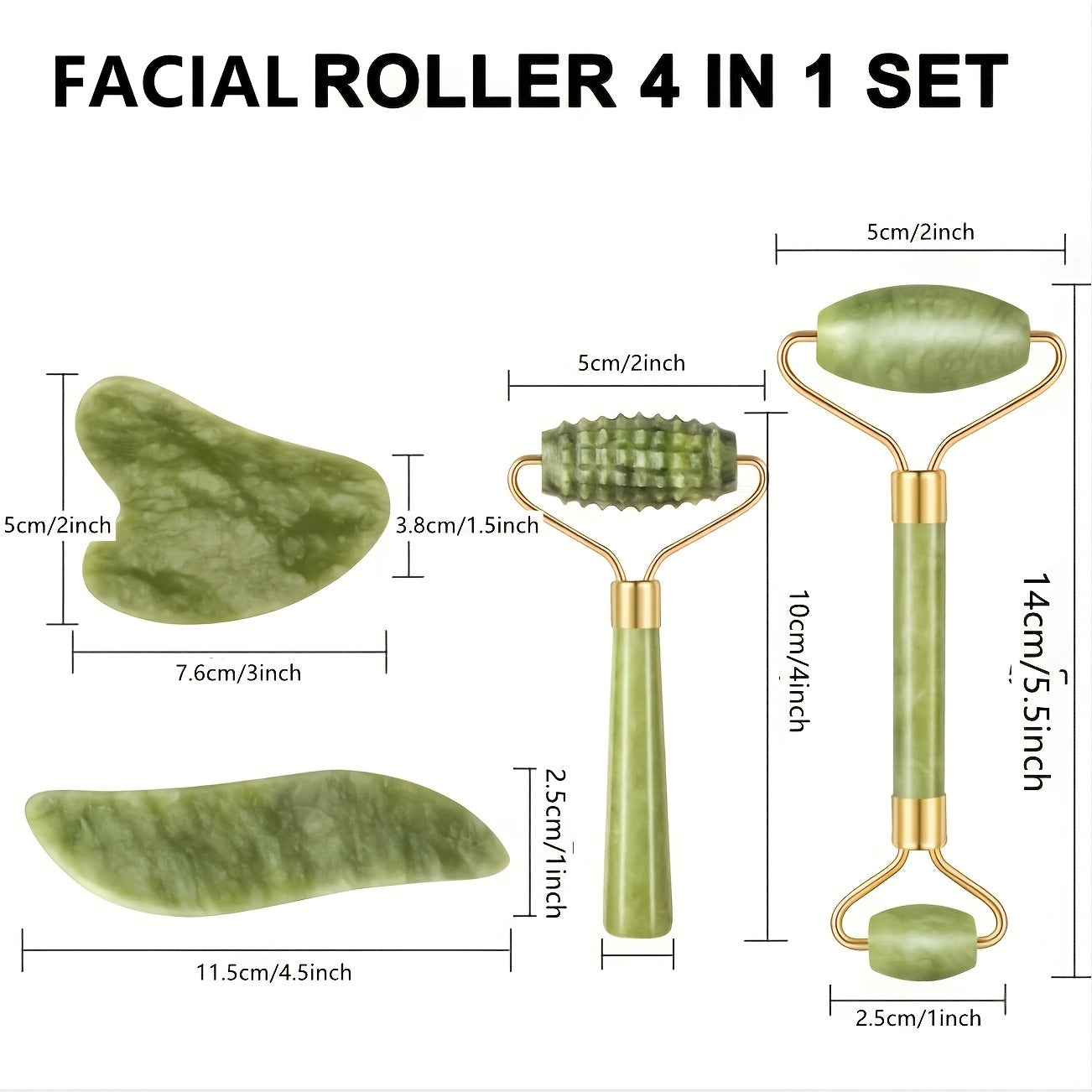 4-Piece Facial Roller & Gua Sha Set