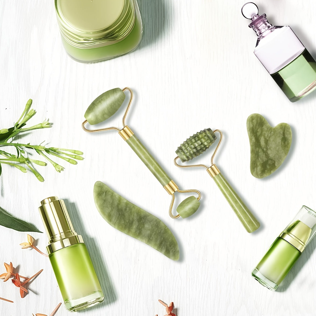 4-Piece Facial Roller & Gua Sha Set