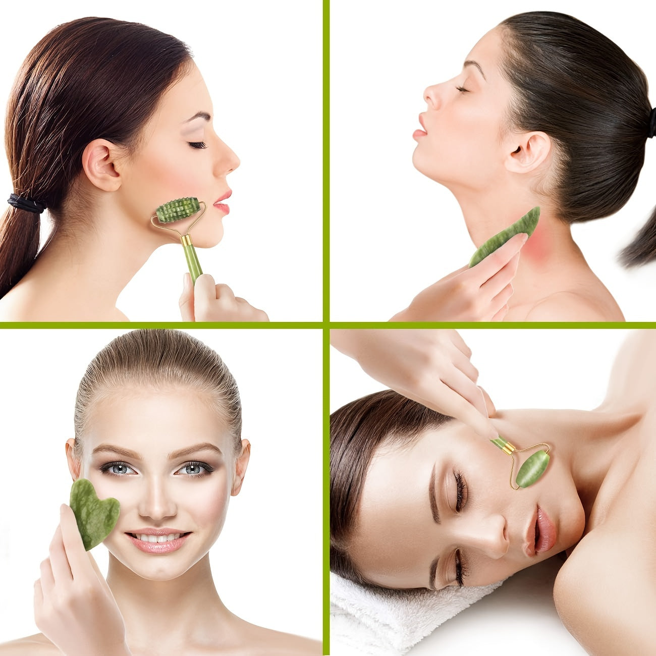 4-Piece Facial Roller & Gua Sha Set