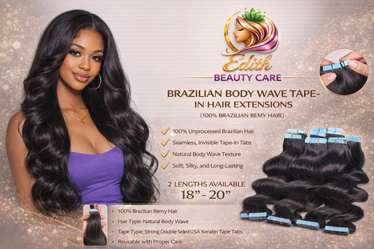 Brazilian Body Wave Tape-In Human Hair Extensions (100% Unprocessed)