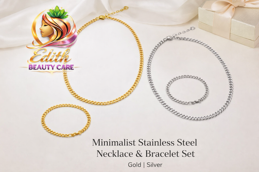 Minimalist Stainless Steel Necklace & Bracelet Set (Gold/Silver)