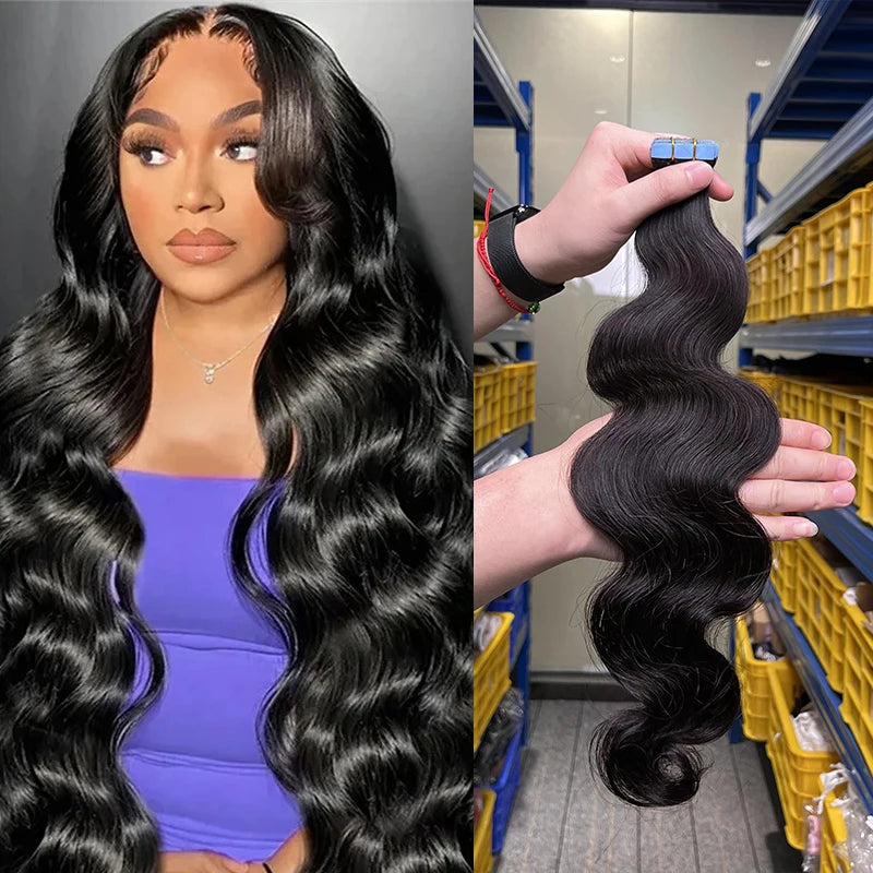 Brazilian Body Wave Tape-In Human Hair Extensions (100% Unprocessed)