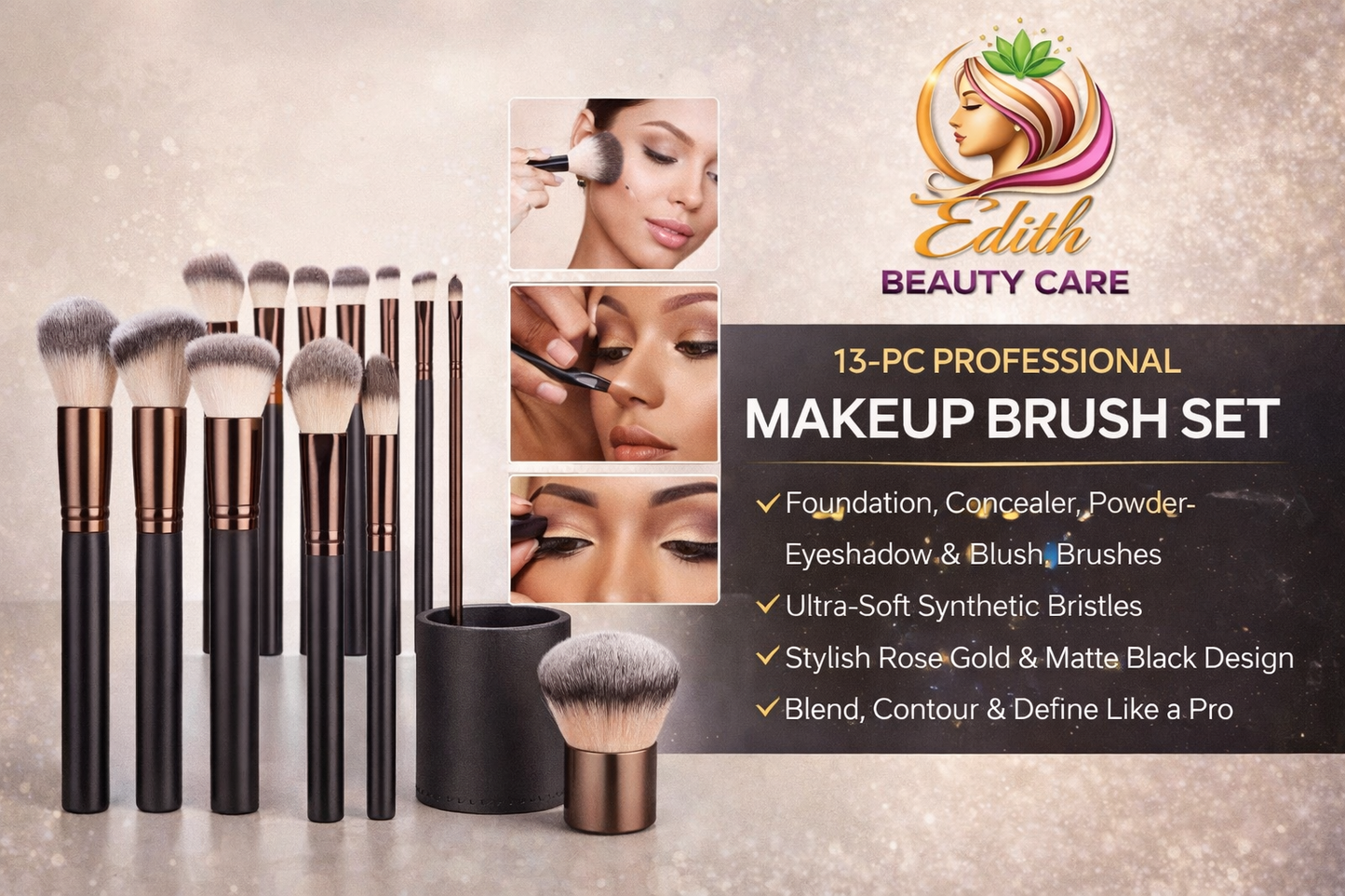 13-Piece Professional Makeup Brush Set