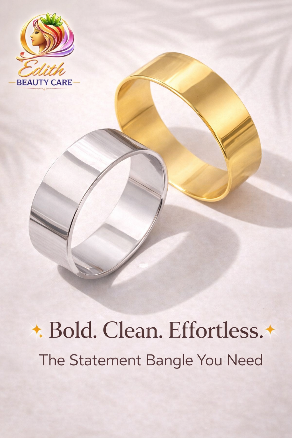 Chunky Gold Bangle Bracelet – Stainless Steel Statement Cuff