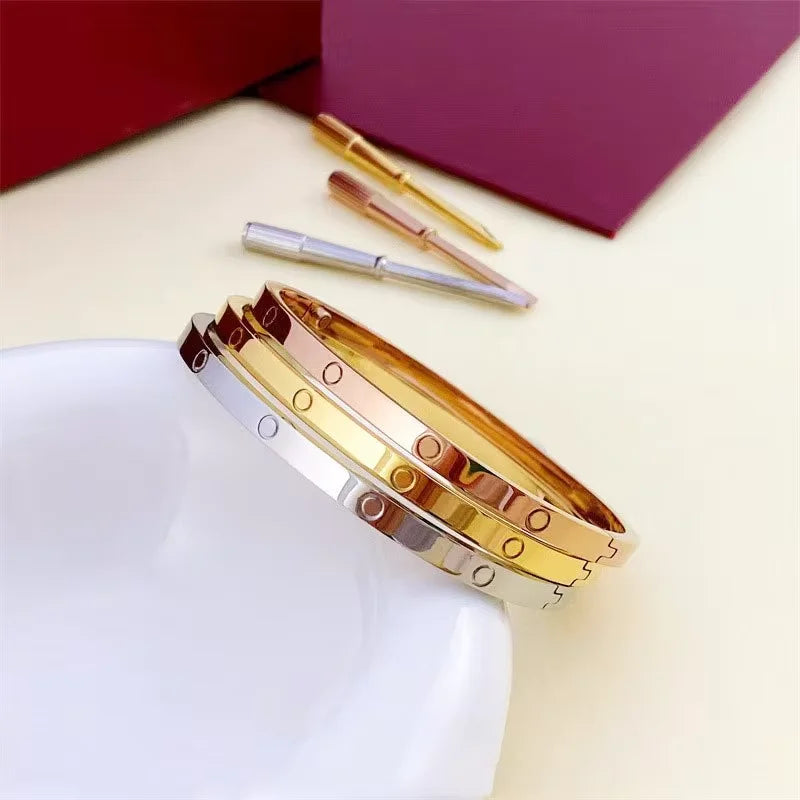 Luxury Zircon Cuff Bracelet – Stainless Steel (Gold, Silver, Rose Gold)