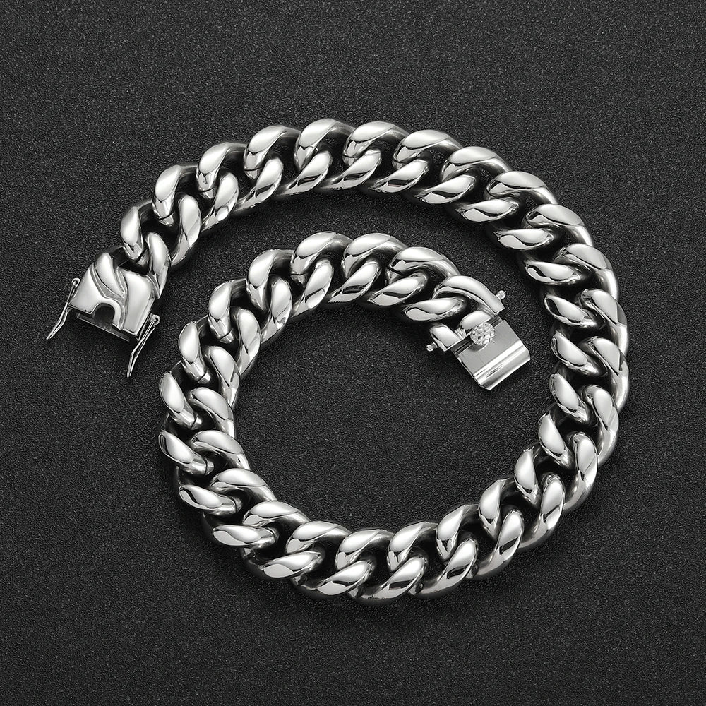 Cuban Link Chain Necklace & Bracelet  (Stainless Steel, Unisex, Waterproof)