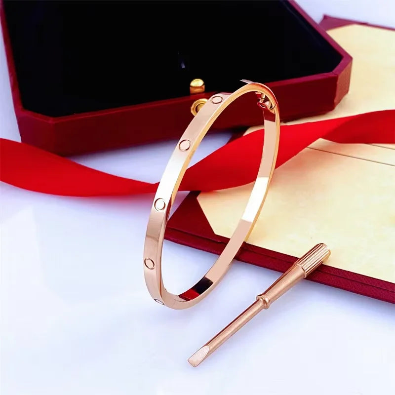 Luxury Zircon Cuff Bracelet – Stainless Steel (Gold, Silver, Rose Gold)