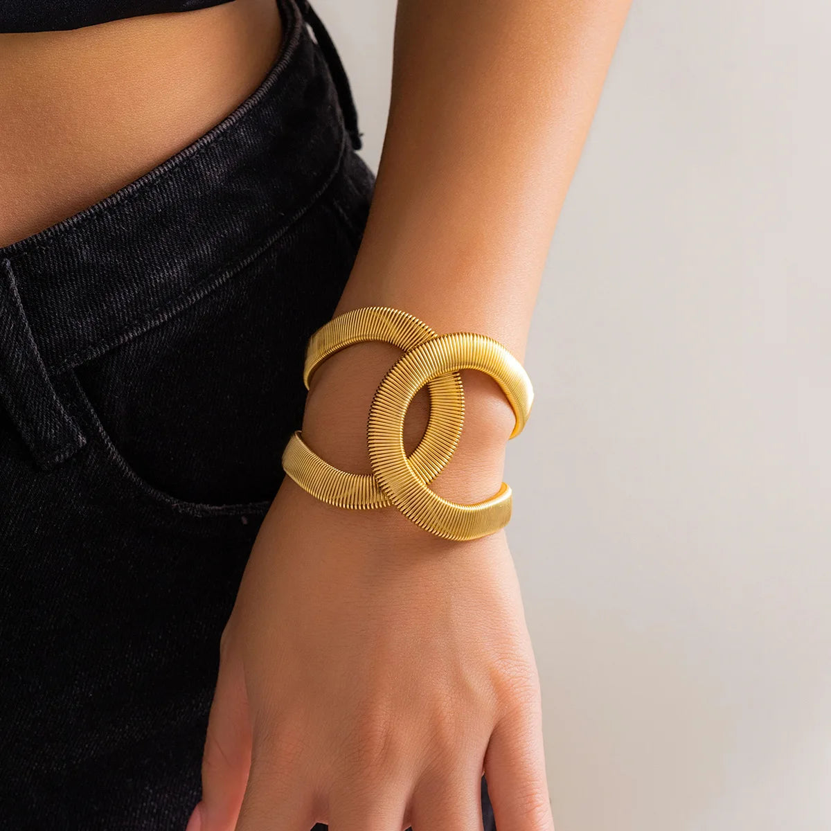 Chunky Gold Bangle Bracelet – Stainless Steel Statement Cuff