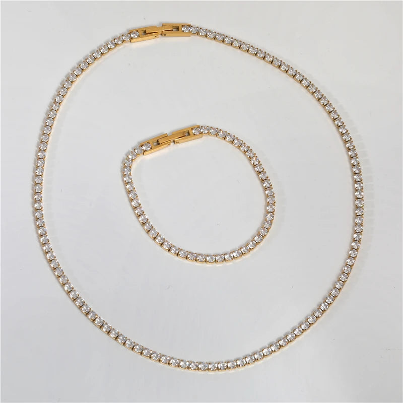 Minimalist Stainless Steel Necklace & Bracelet Set (Gold/Silver)