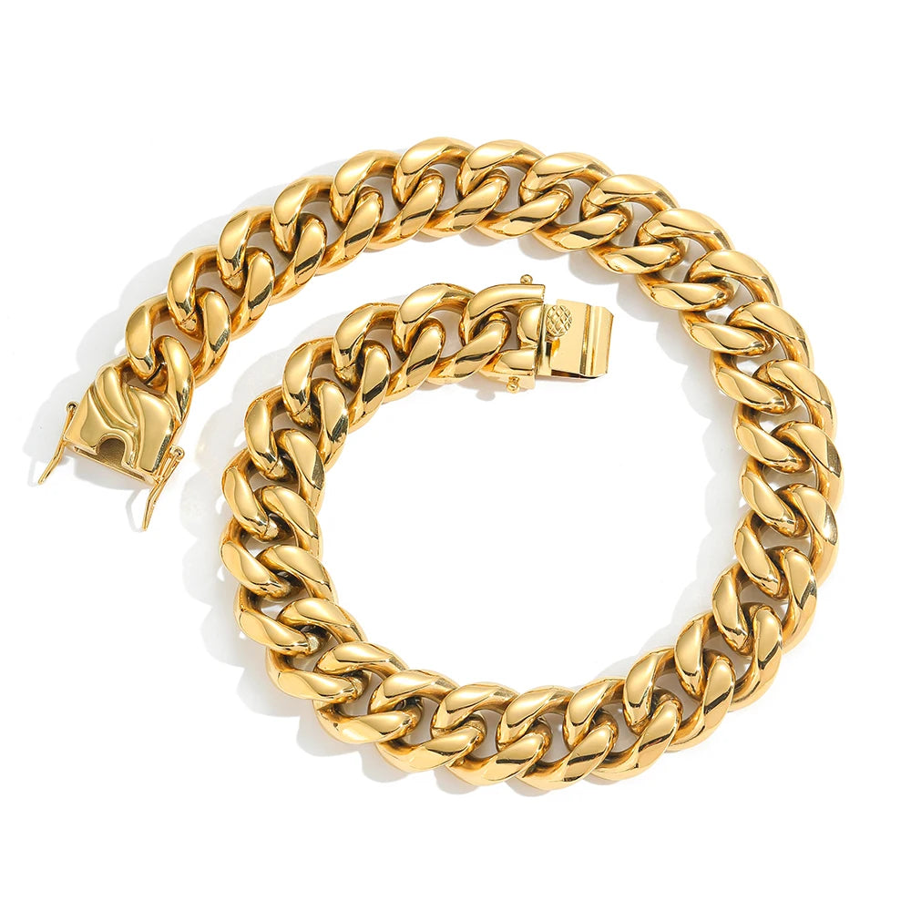 Cuban Link Chain Necklace & Bracelet  (Stainless Steel, Unisex, Waterproof)