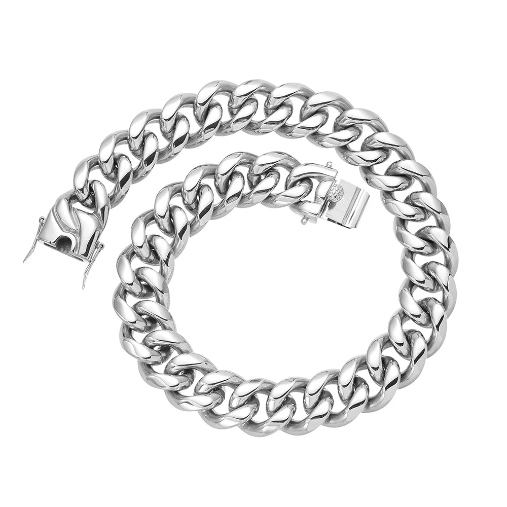 Cuban Link Chain Necklace & Bracelet  (Stainless Steel, Unisex, Waterproof)