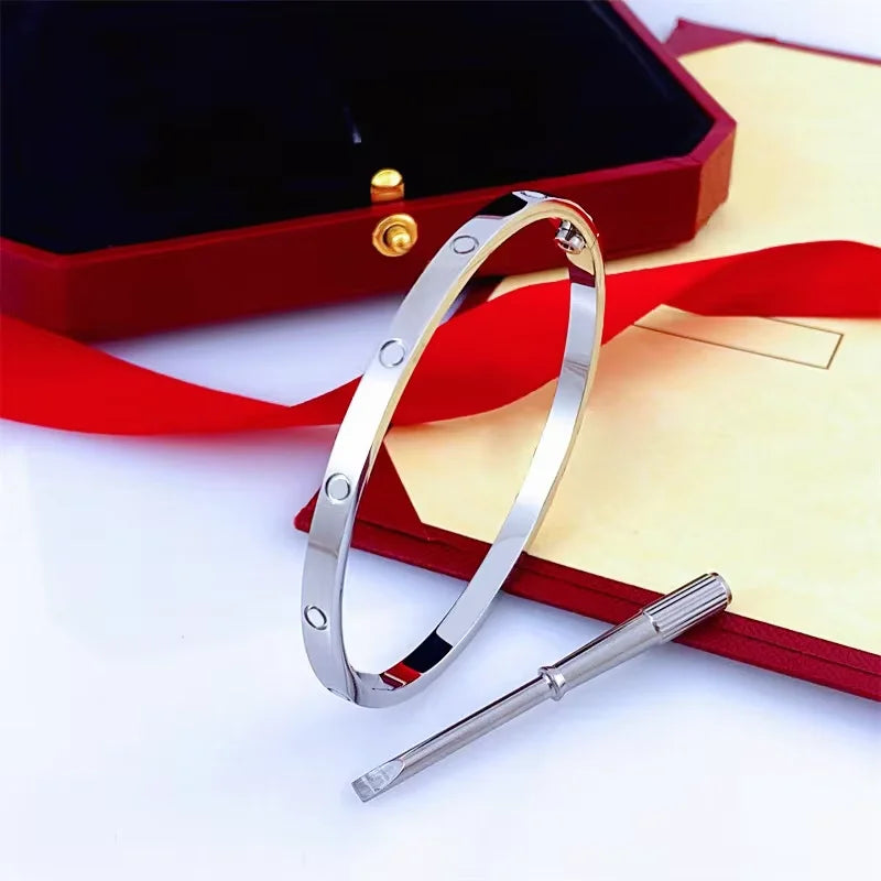 Luxury Zircon Cuff Bracelet – Stainless Steel (Gold, Silver, Rose Gold)