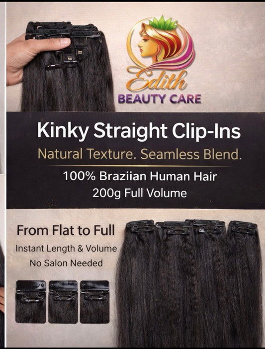 Kinky Straight Brazilian Clip-In Extensions (240g)