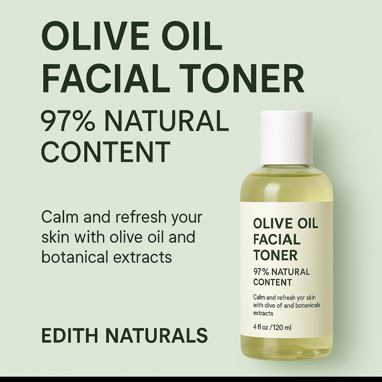 OLIVE OIL FACIAL TONER-97% NATURAL, FOR ALL SKIN TYPES