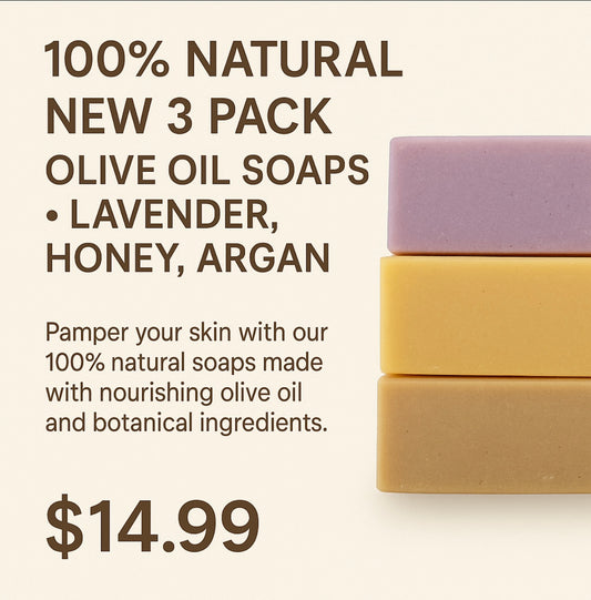 3-Pack Olive Oli Soaps - Natural Lavender, Honey & Argan|Edith Naturals