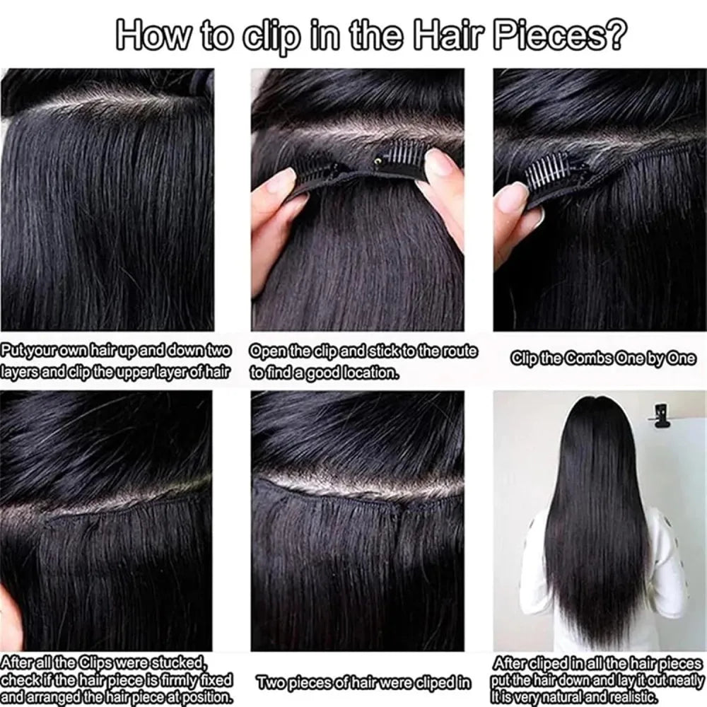 Deep Wave Clip-In Human Hair Extensions (Brazilian Remy Hair)
