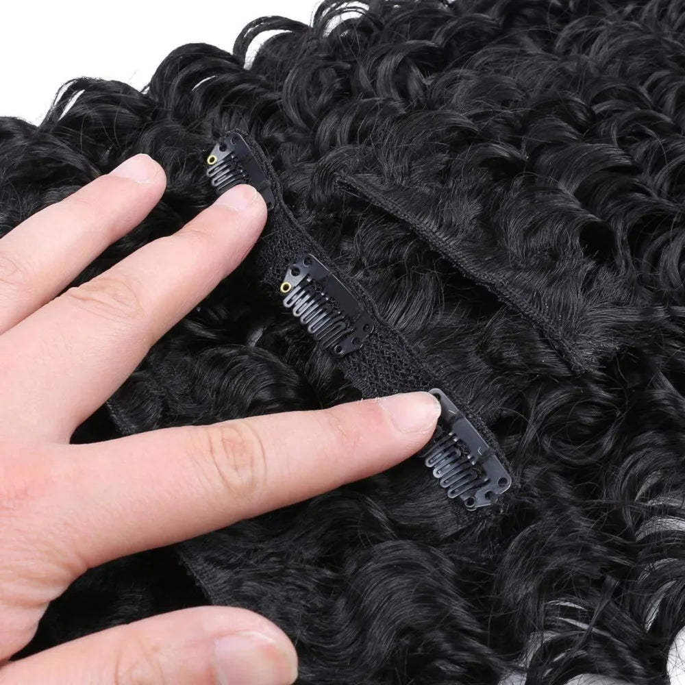 Deep Wave Clip-In Human Hair Extensions (Brazilian Remy Hair)