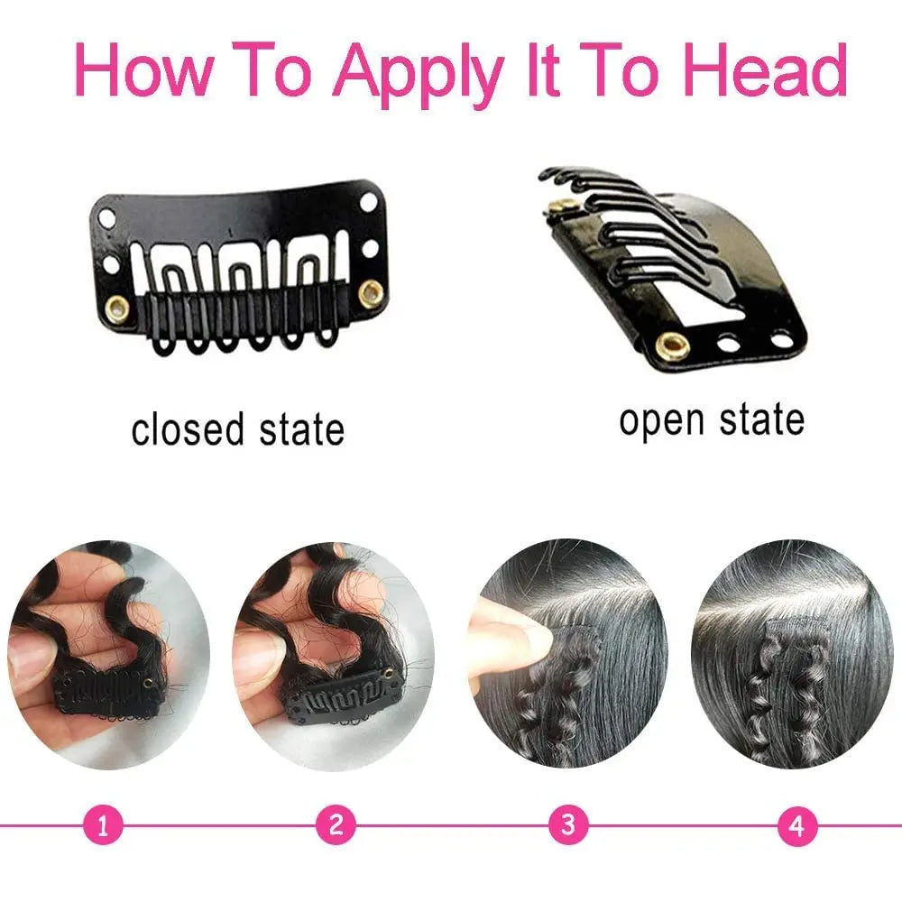 Deep Wave Clip-In Human Hair Extensions (Brazilian Remy Hair)