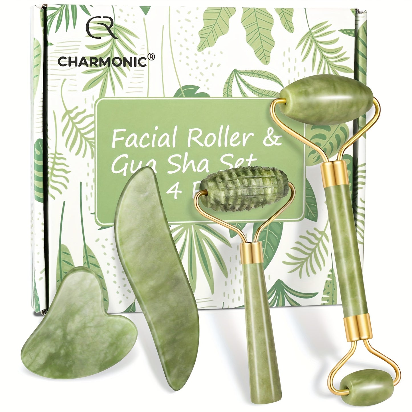 4-Piece Facial Roller & Gua Sha Set